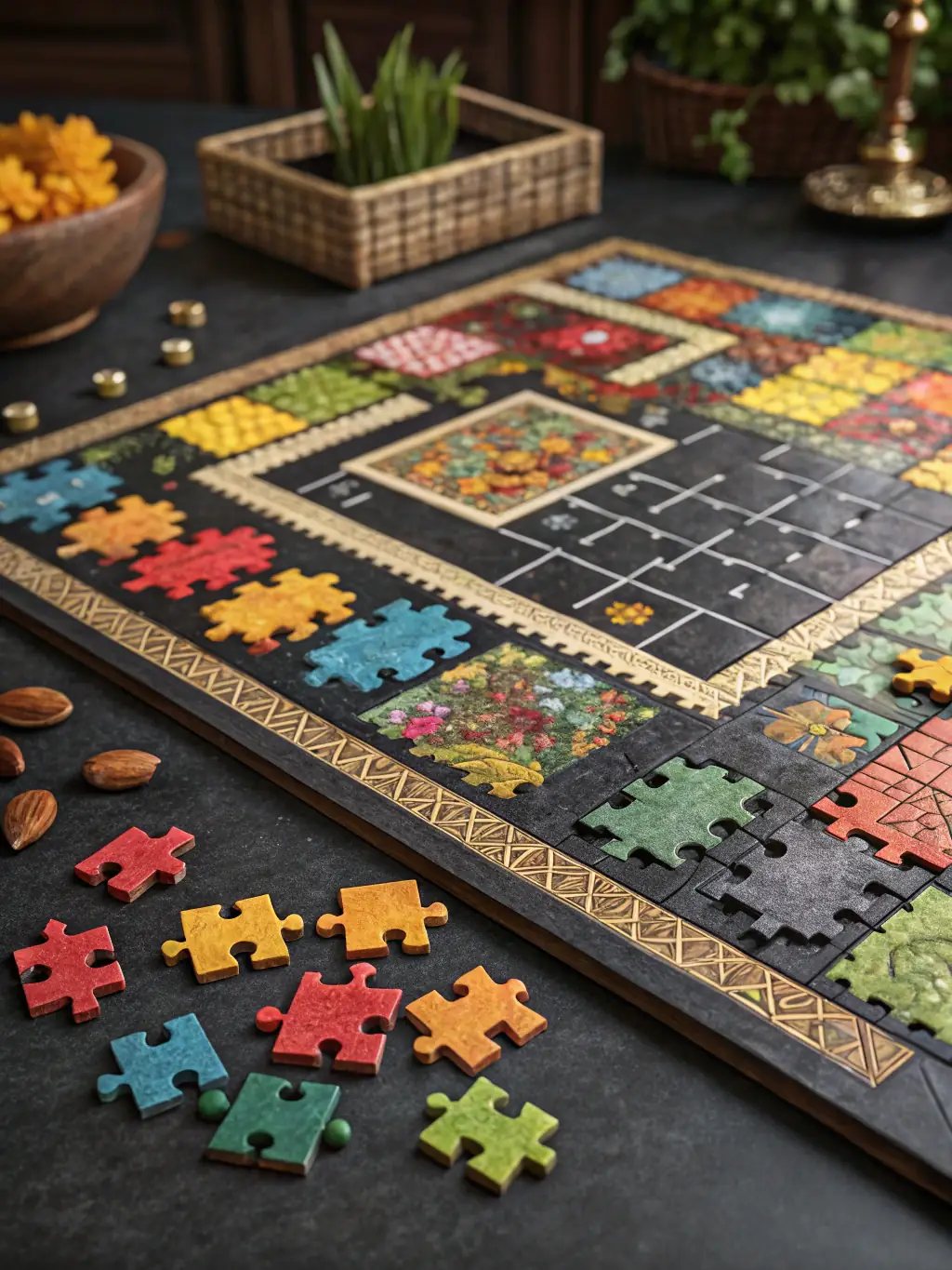 A screenshot demonstrating the personalized puzzle generation feature, where the AI creates unique puzzle layouts and challenges based on the player's past performance and preferences.